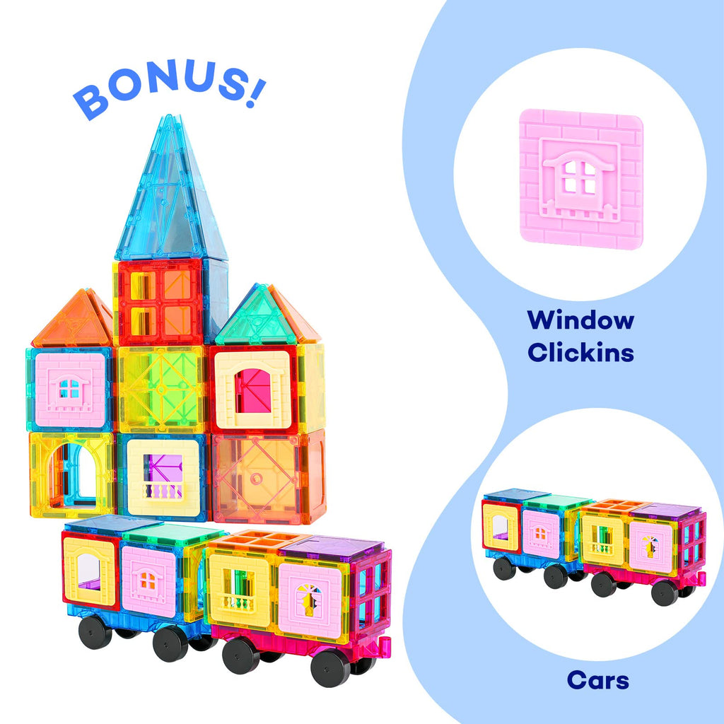 Anbalulu｜100 Pcs Magnetic Building Tiles Set with 2 Cars