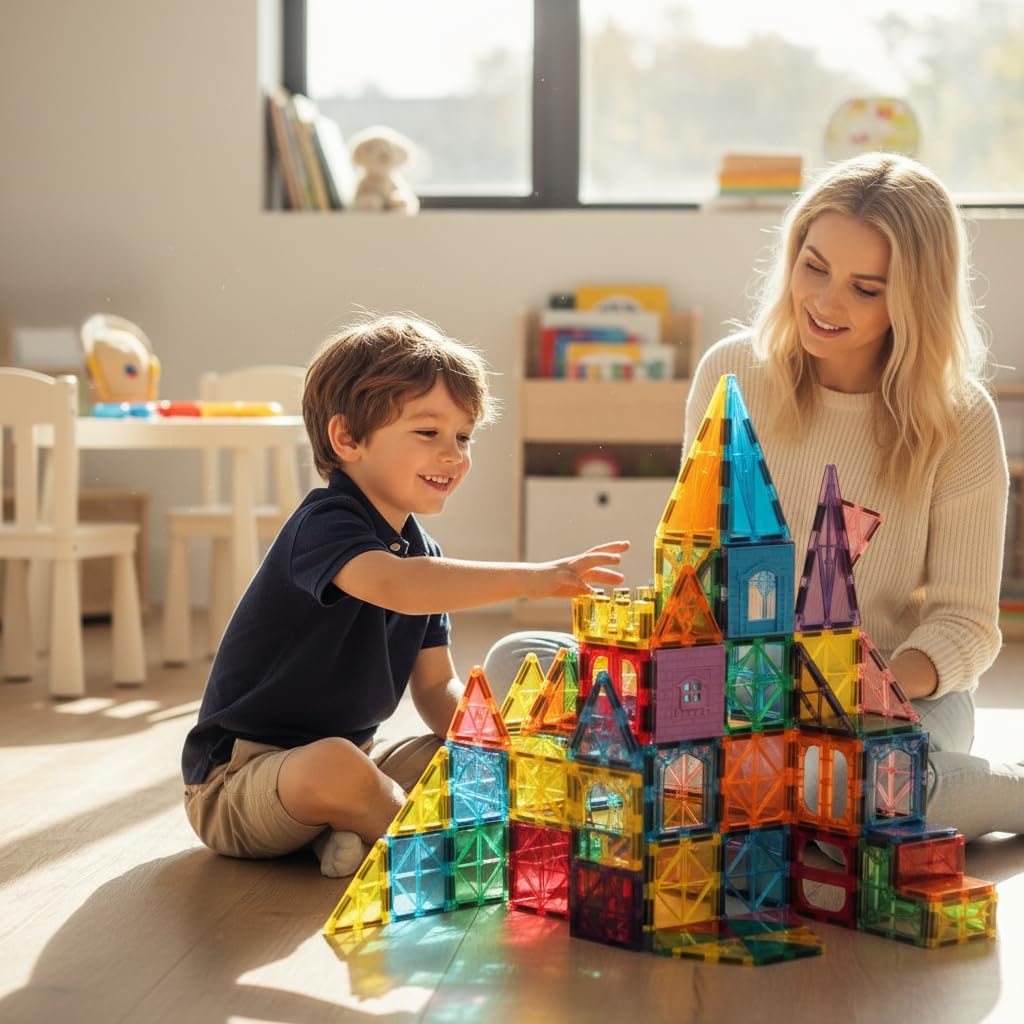 Anbalulu｜100 Pcs Magnetic Building Tiles Set with 2 Cars