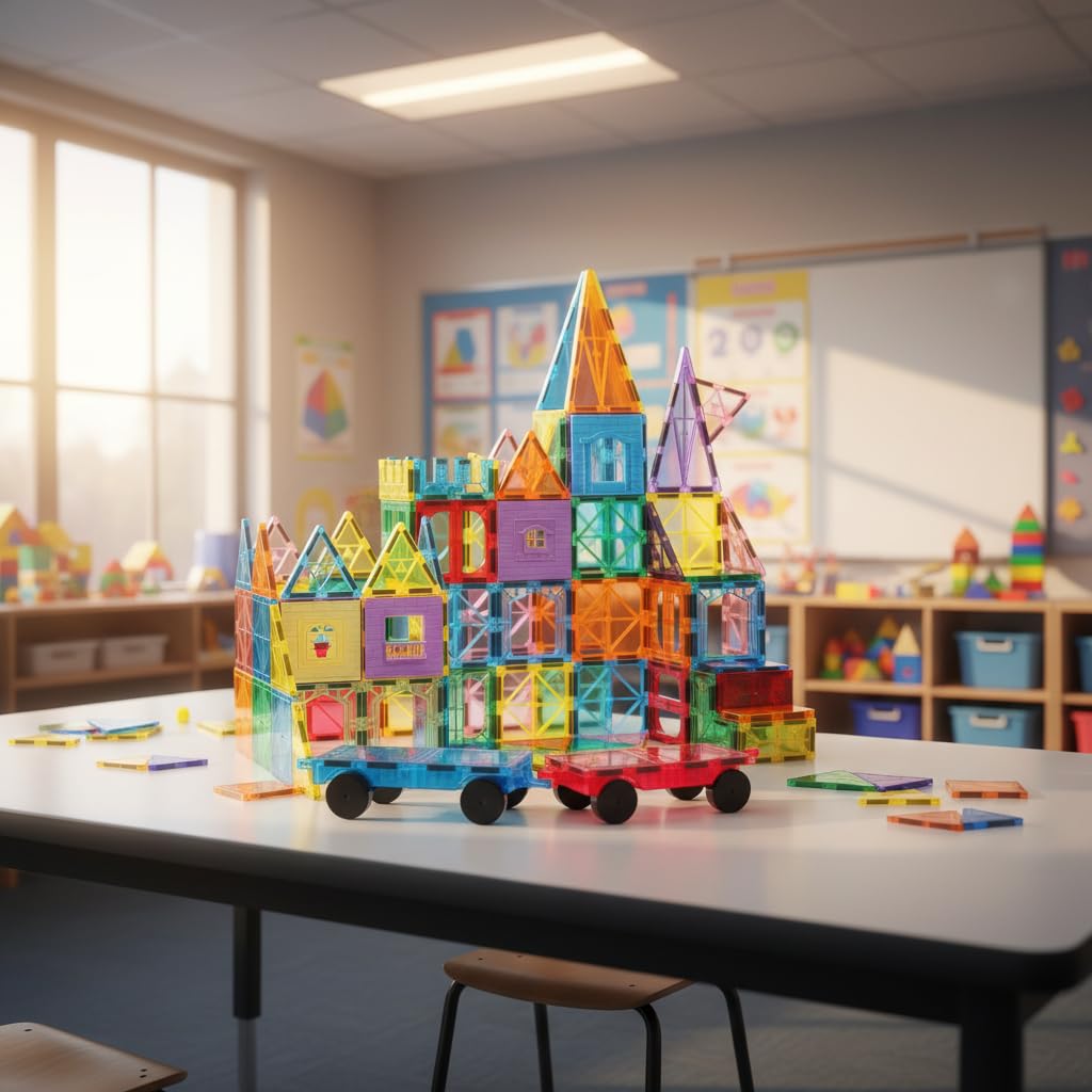 Anbalulu｜100 Pcs Magnetic Building Tiles Set with 2 Cars