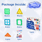 Anbalulu 30 Pieces Magnetic Building Tiles,Magnet Building Set,Magnetic Blocks, 3D STEM Stacking Toys, Magnets Toy for Kids Boys Girls