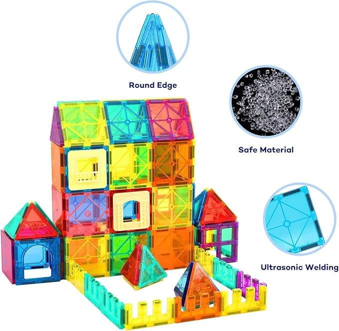Anbalulu 30 Pieces Magnetic Building Tiles,Magnet Building Set,Magnetic Blocks, 3D STEM Stacking Toys, Magnets Toy for Kids Boys Girls