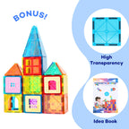 Anbalulu 63 Pieces Magnetic Tiles, Magnetic Blocks for Kids, Magnet Building Set, Construction Building Set,STEM Sensory Educational Toys Gift for Toddlers Kids 3-9 Year Old
