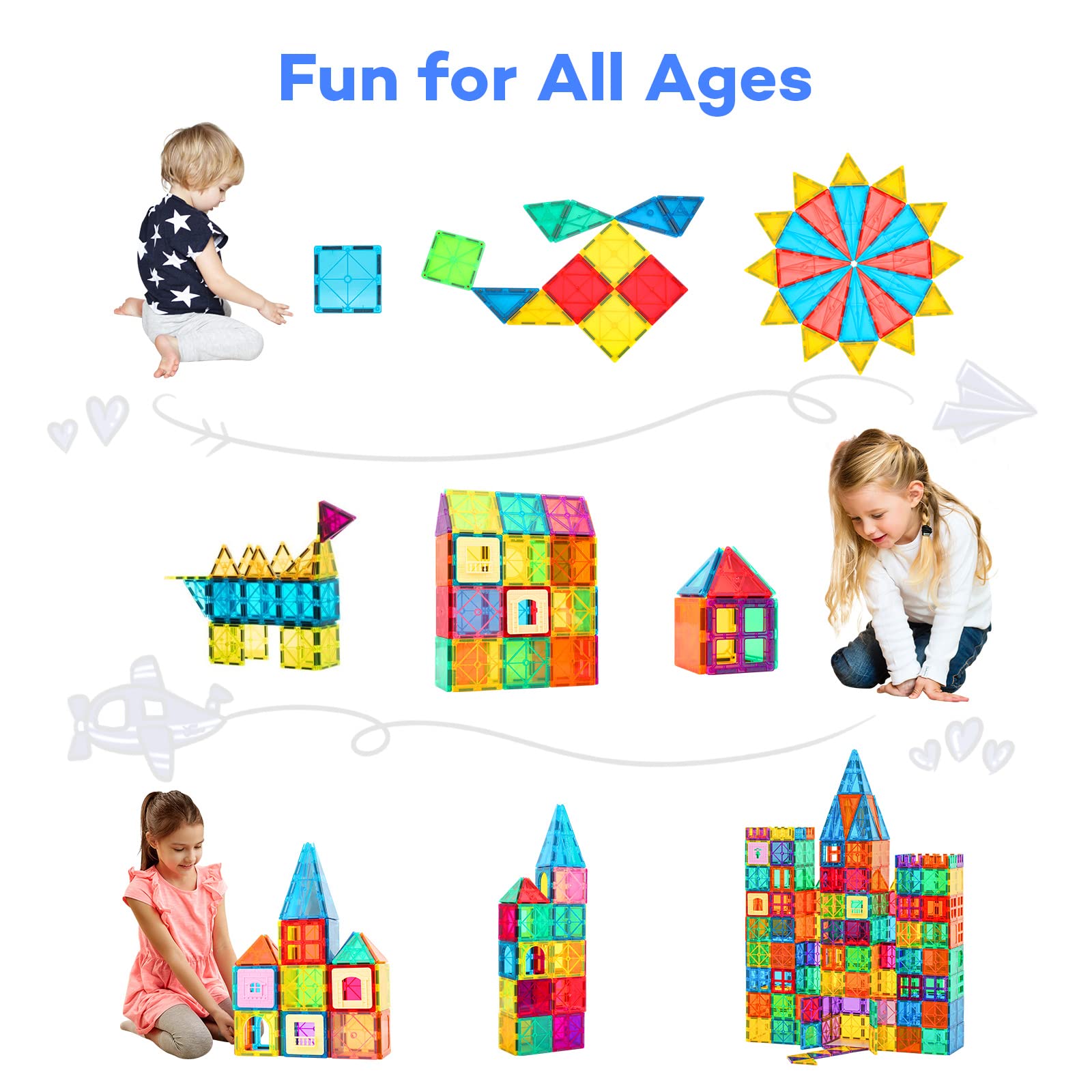 Anbalulu｜63 Pcs Magnetic Building Tiles Set