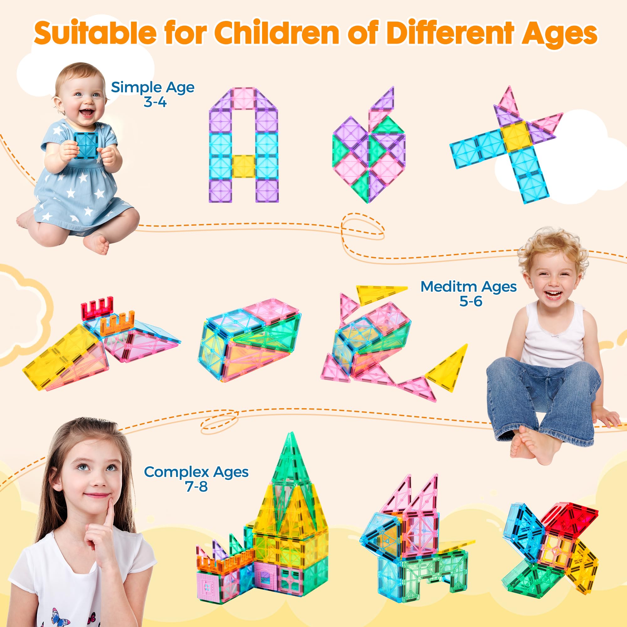 Anbalulu｜182 Pcs Magnetic Building Tiles Set